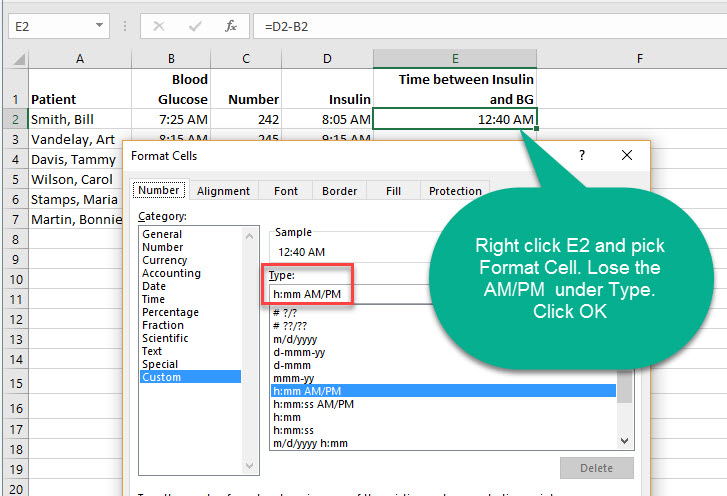 Excel format cells time